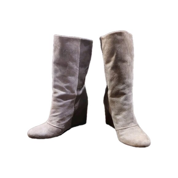 Enzo Angiolini Eabaki Wedge Boots Gray Suede Leather Women 7.5 - Picture 13 of 13